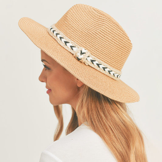 HATEGORY Braided Jute Band Straw Panama Sun Hat