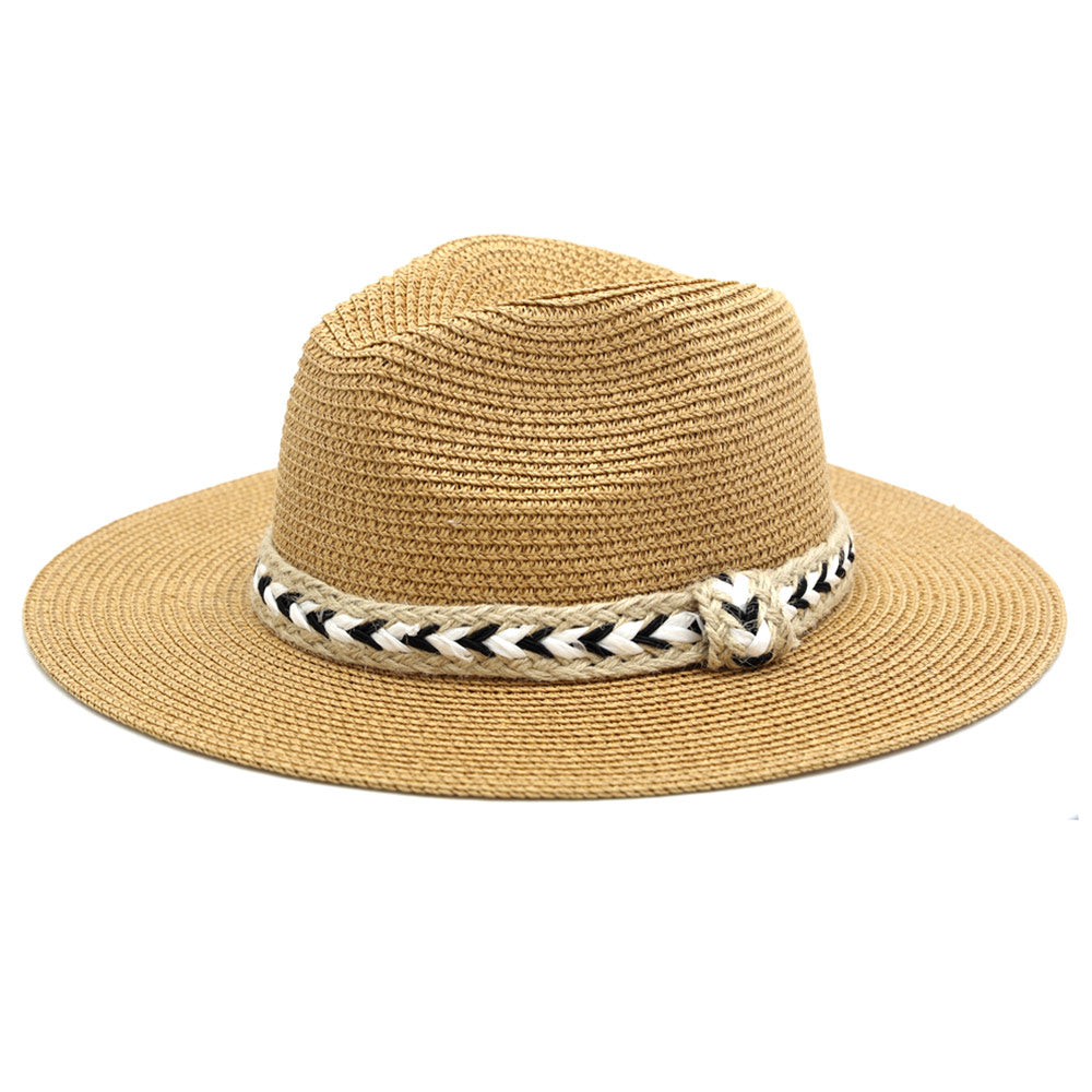 HATEGORY Braided Jute Band Straw Panama Sun Hat