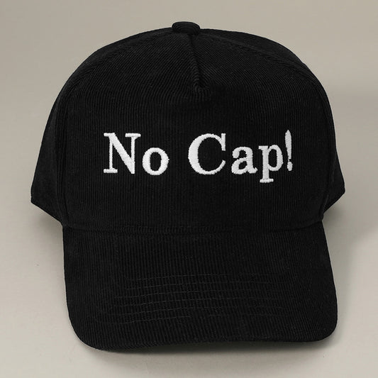 HATEGORY NO CAP! Message Embroidered Corduroy Baseball Cap
