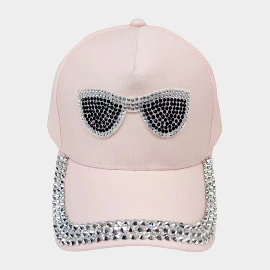 HATEGORY Bling Sunglasses Accented Studded Baseball Cap