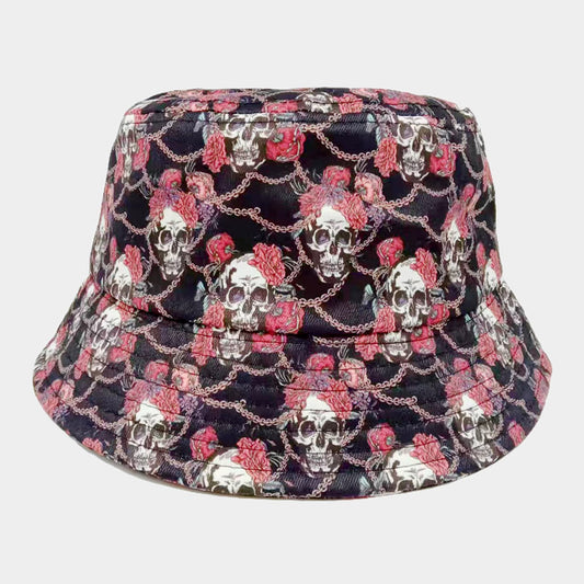 HATEGORY Flower Skull Patterned Bucket Hat