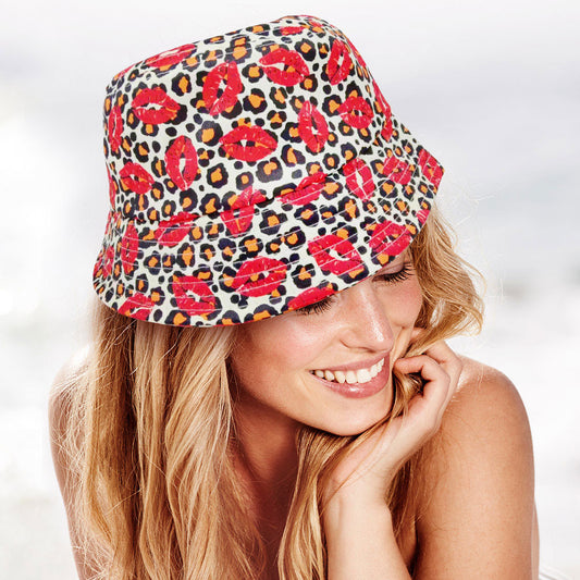 HATEGORY Lips Leopard Patterned Bucket Hat