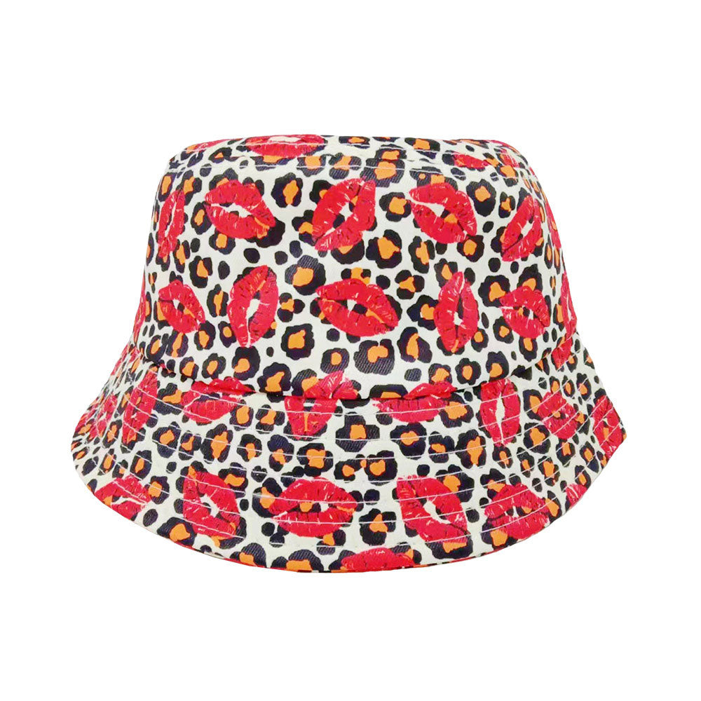 HATEGORY Lips Leopard Patterned Bucket Hat