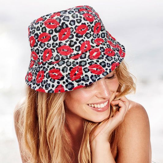 HATEGORY Lips Leopard Patterned Bucket Hat