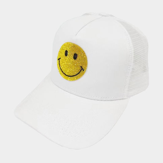 HATEGORY Bling Smile Accented Mesh Back Baseball Cap