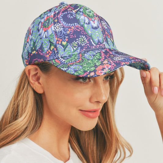 HATEGORY Floral Paisley Patterned Baseball Cap