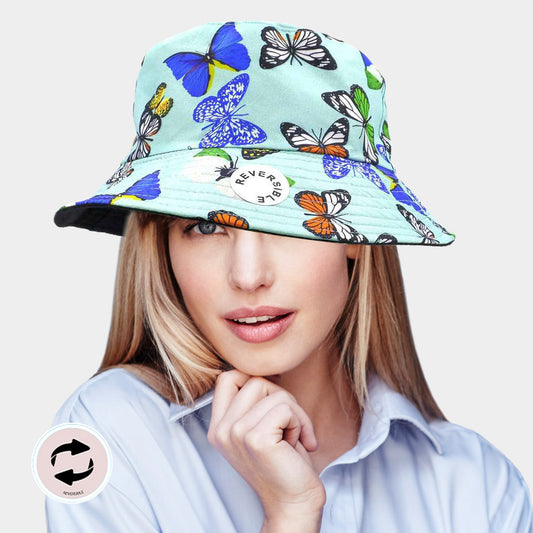 HATEGORY Reversible Butterfly Print Bucket Hat