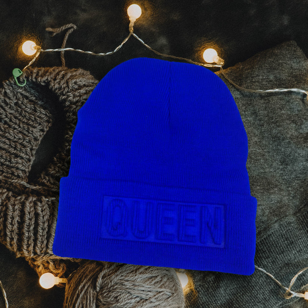 HATEGORY Queen Message Solid Knit Beanie Hat