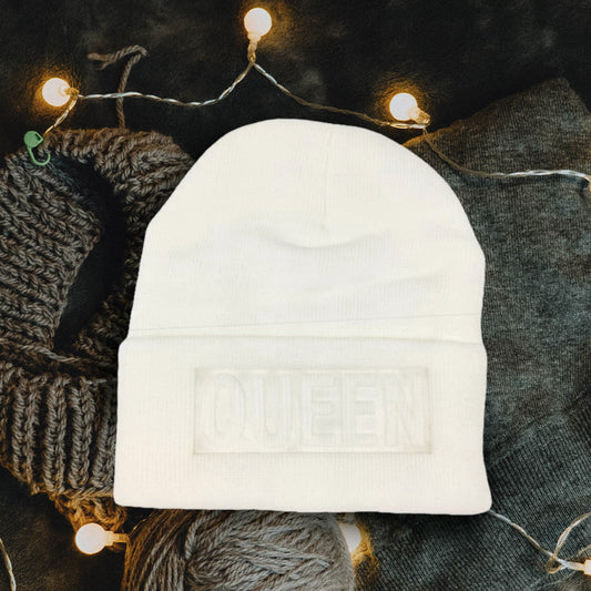 HATEGORY Queen Message Solid Knit Beanie Hat