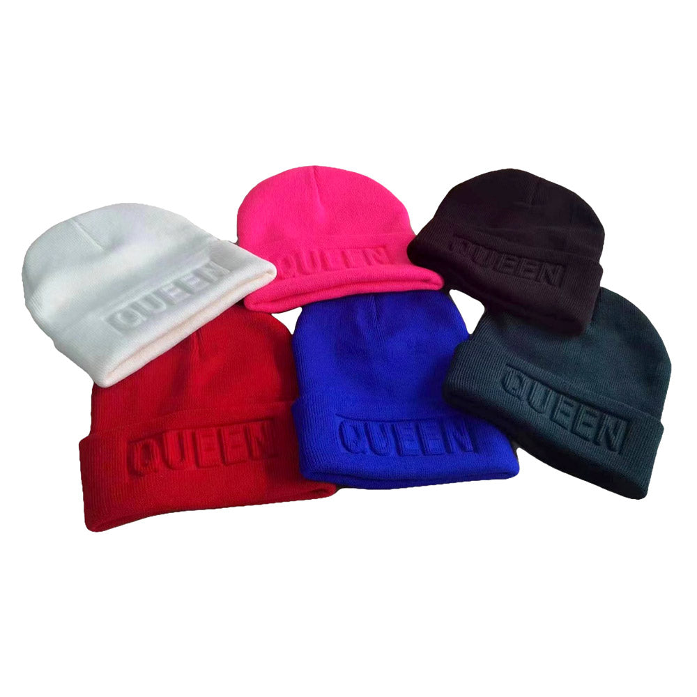 HATEGORY Queen Message Solid Knit Beanie Hat
