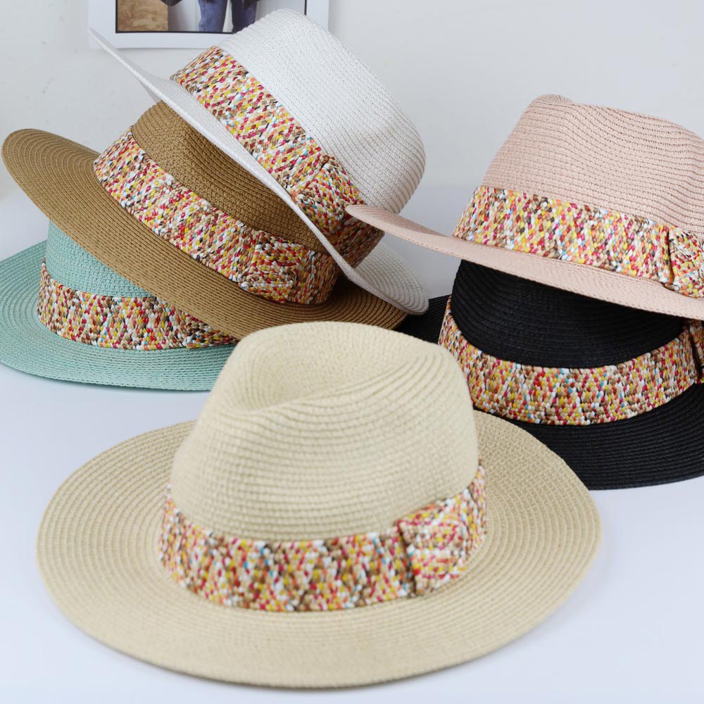 HATEGORY Multi Color Straw band Straw Hat
