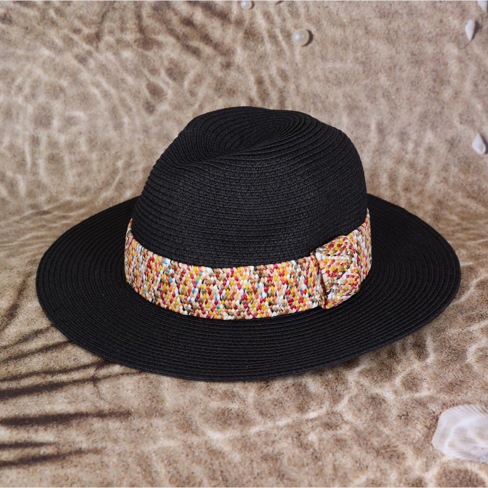HATEGORY Multi Color Straw band Straw Hat