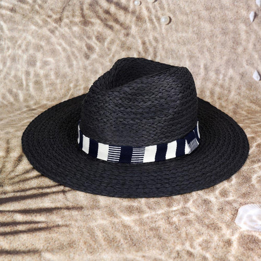 HATEGORY Multi Color Stripe Band Straw Hat