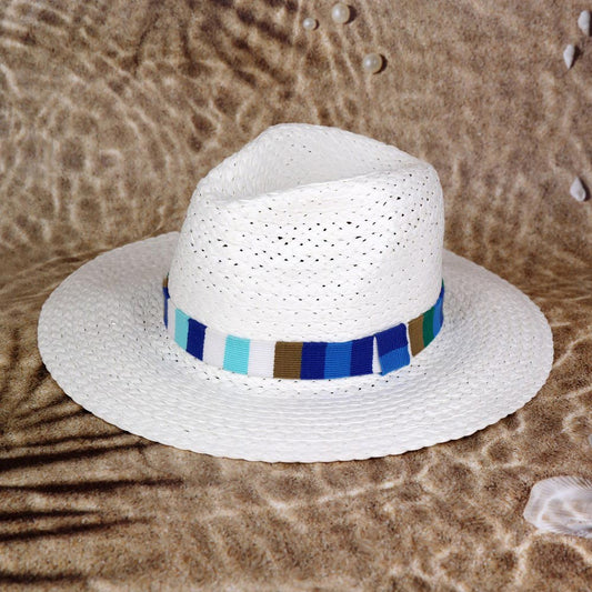 HATEGORY Multi Color Stripe Band Straw Hat