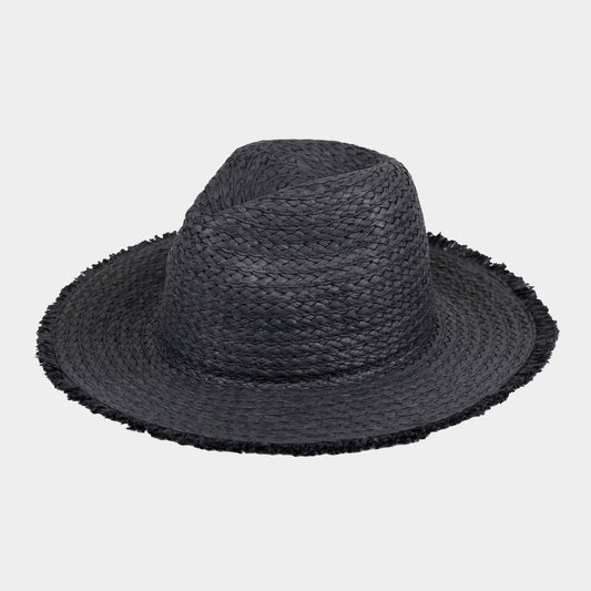 HATEGORY Frayed Solid Straw Sun Hat