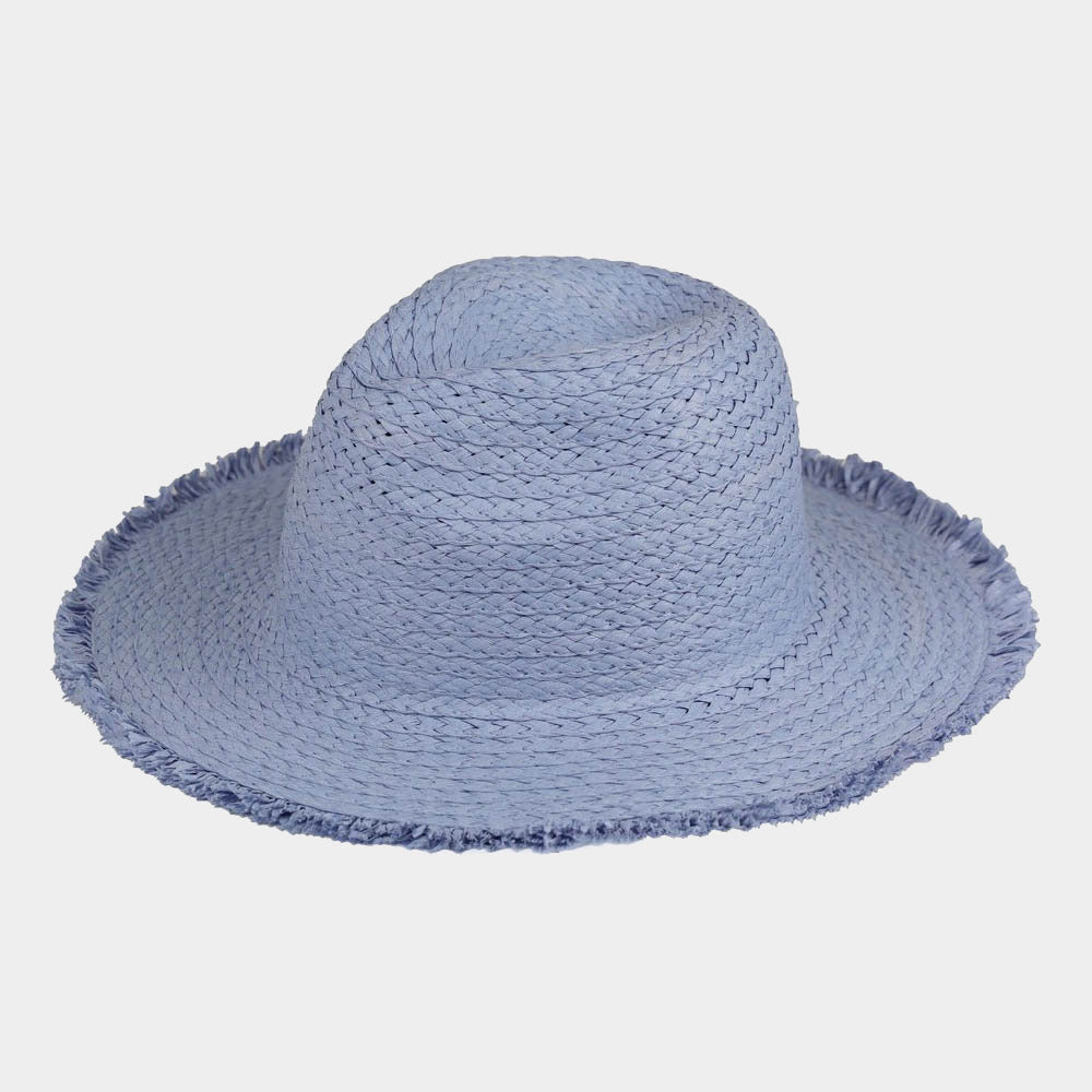 HATEGORY Frayed Solid Straw Sun Hat