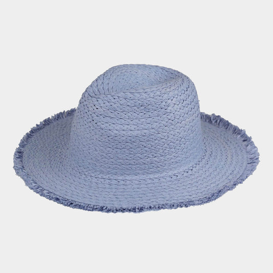 HATEGORY Frayed Solid Straw Sun Hat