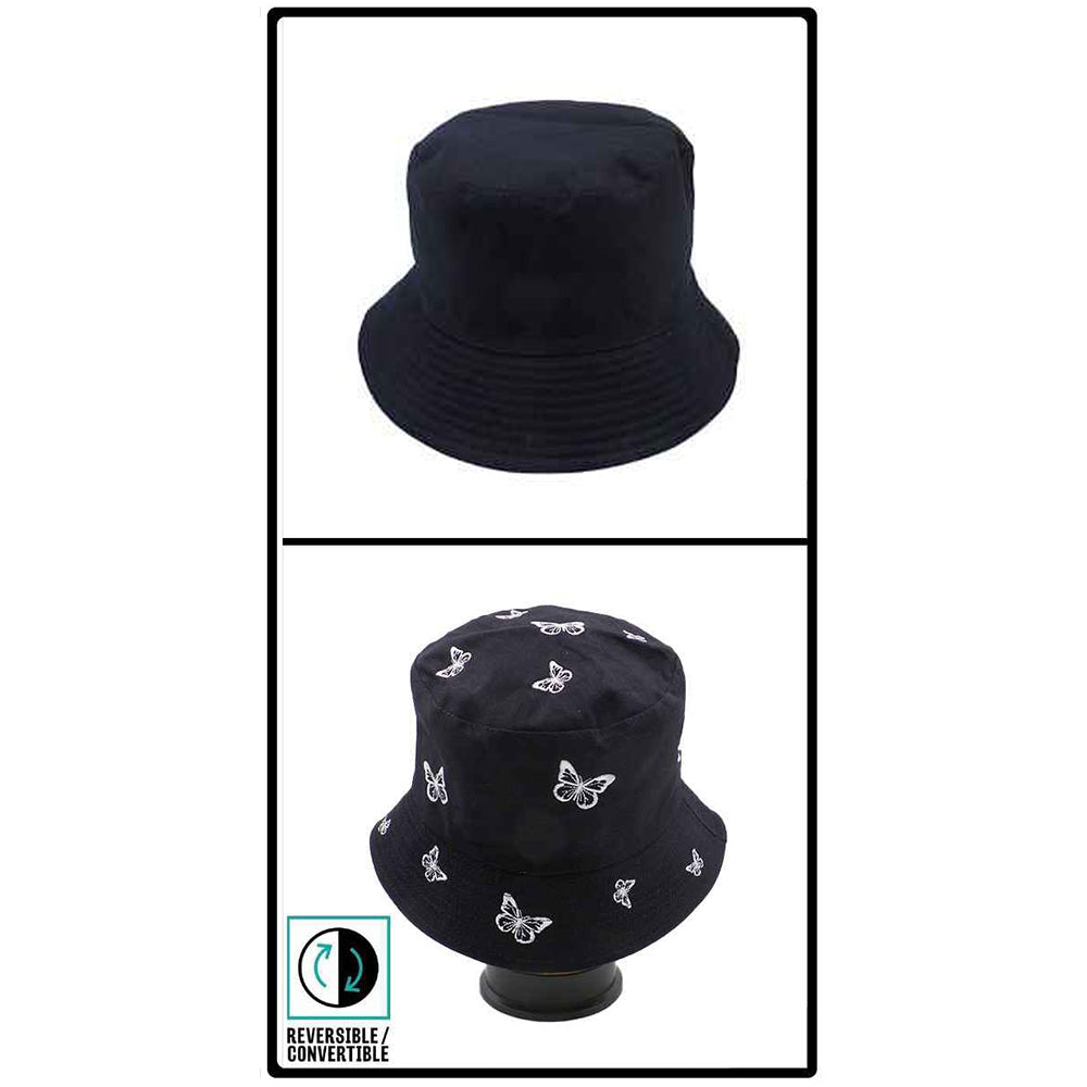 HATEGORY Reversible Butterfly Pattern Bucket Hat