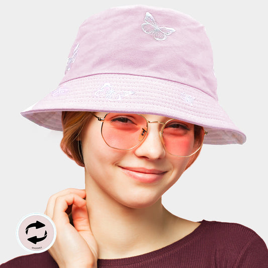 HATEGORY Reversible Butterfly Pattern Bucket Hat
