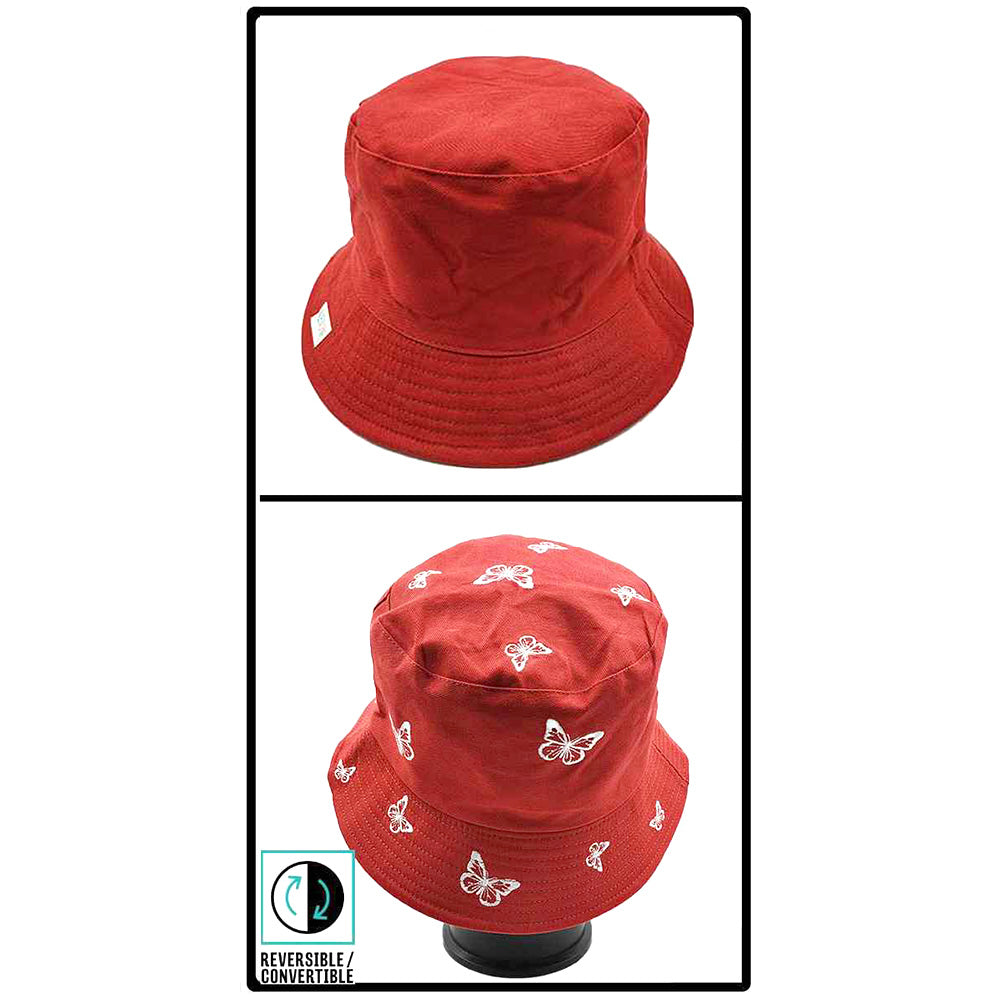 HATEGORY Reversible Butterfly Pattern Bucket Hat