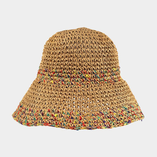 HATEGORY Multi Color Mixed Straw Bucket Hat