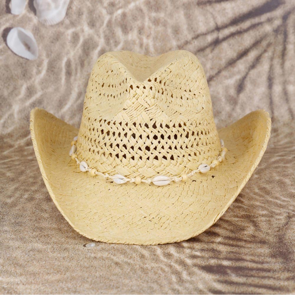 HATEGORY Bead Shells Band Cowboy Cowgirl Handmade Hat