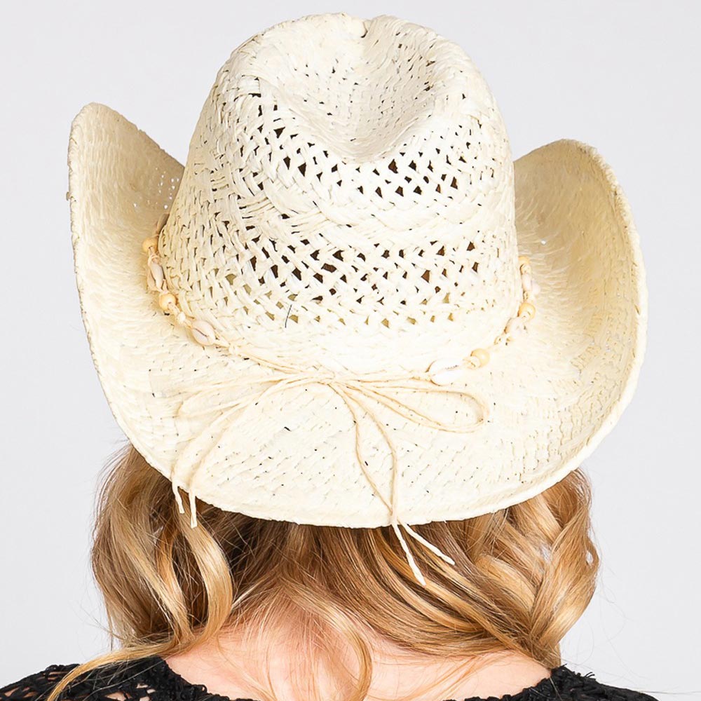 HATEGORY Bead Shells Band Cowboy Cowgirl Handmade Hat