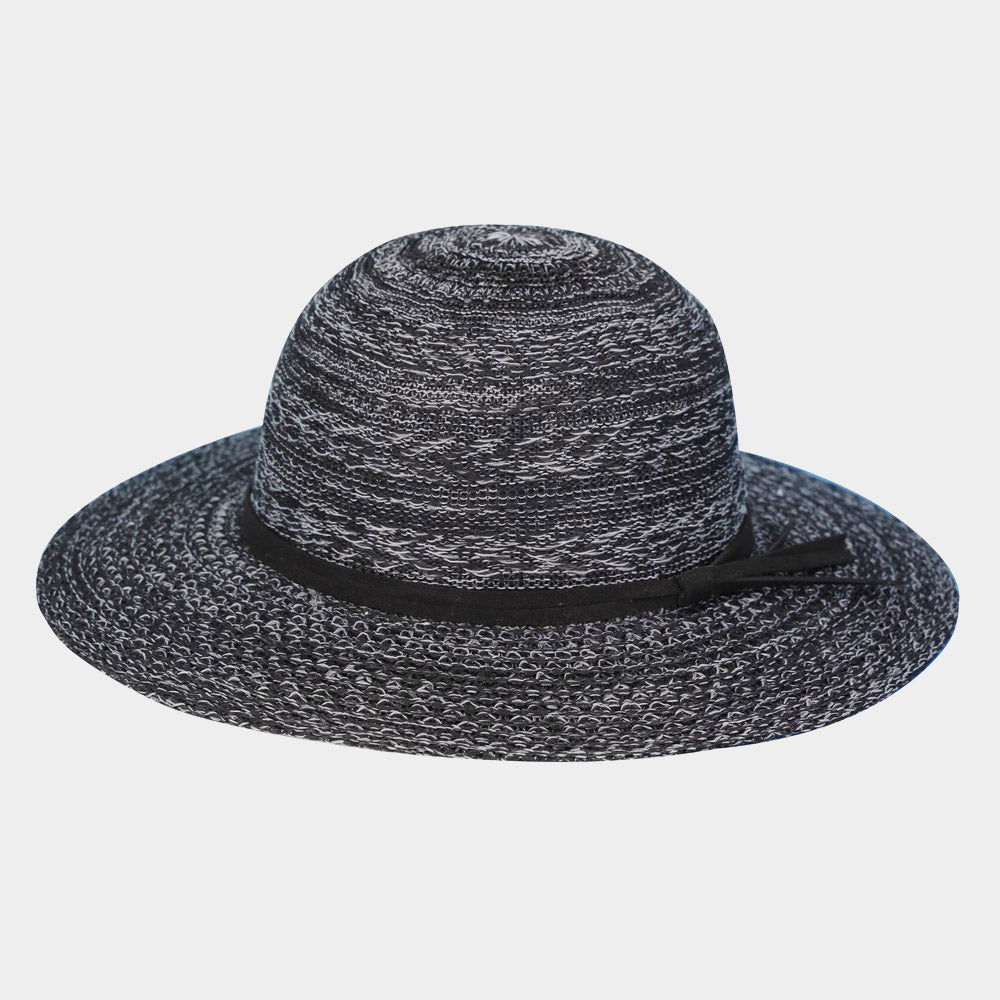 HATEGORY Mixed Braid Packable Sun Hat With Suede Band