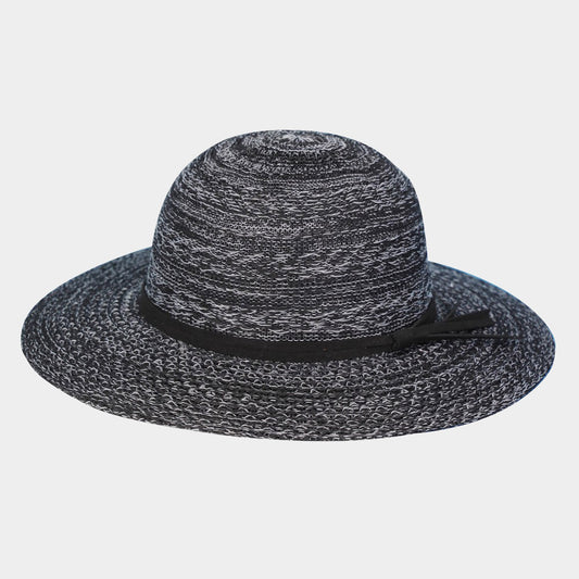 HATEGORY Mixed Braid Packable Sun Hat With Suede Band