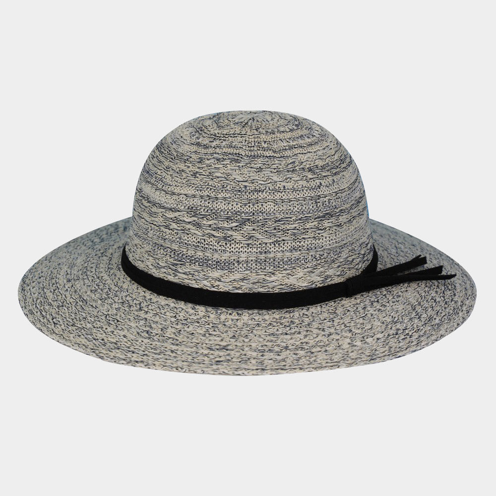 HATEGORY Mixed Braid Packable Sun Hat With Suede Band