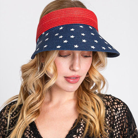 HATEGORY American Flag Roll Up Visor With Adjustable Elastic Band