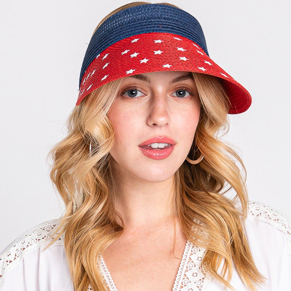 HATEGORY American Flag Roll Up Visor With Adjustable Elastic Band