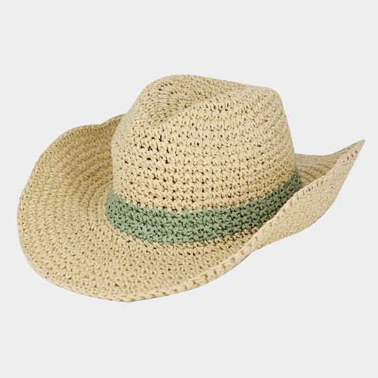 HATEGORY Two Ways Shapes Two Tone Straw Hat
