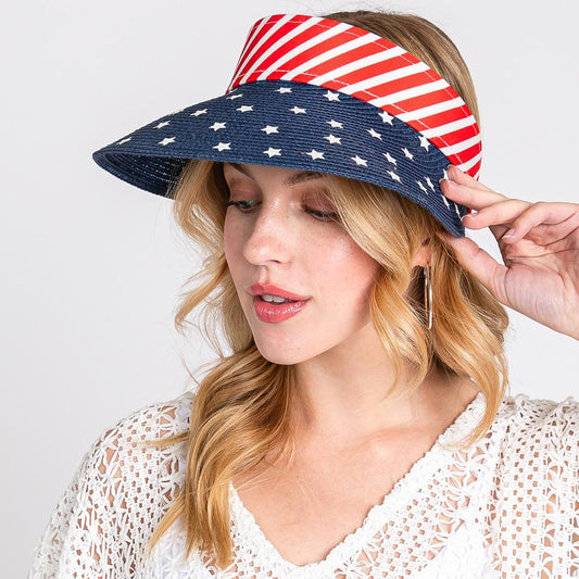 HATEGORY American Flag Roll Up Visor With Adjustable Elastic Band