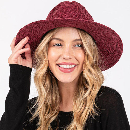 HATEGORY Chenille Pattern Fedora Hat with Braided Band