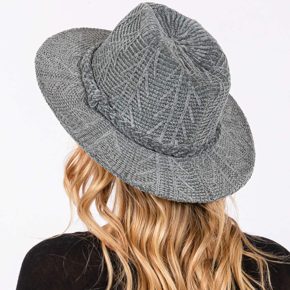 HATEGORY Chenille Pattern Fedora Hat with Braided Band