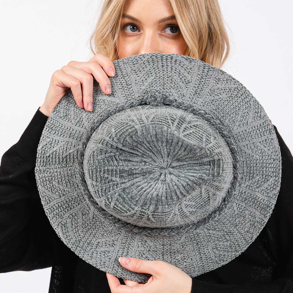 HATEGORY Chenille Pattern Fedora Hat with Braided Band