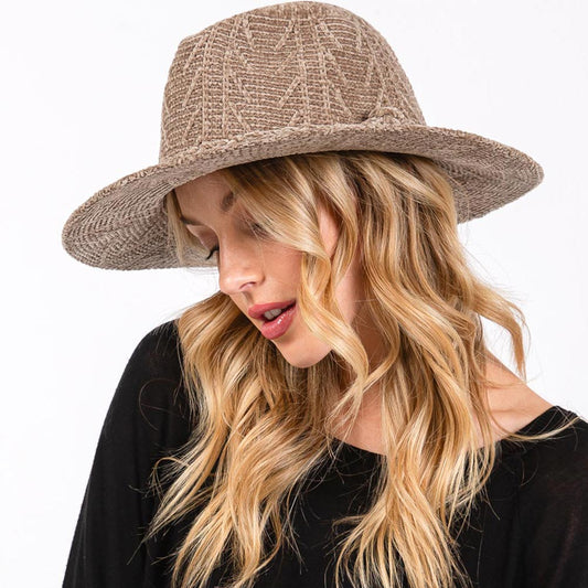 HATEGORY Chenille Pattern Fedora Hat with Braided Band
