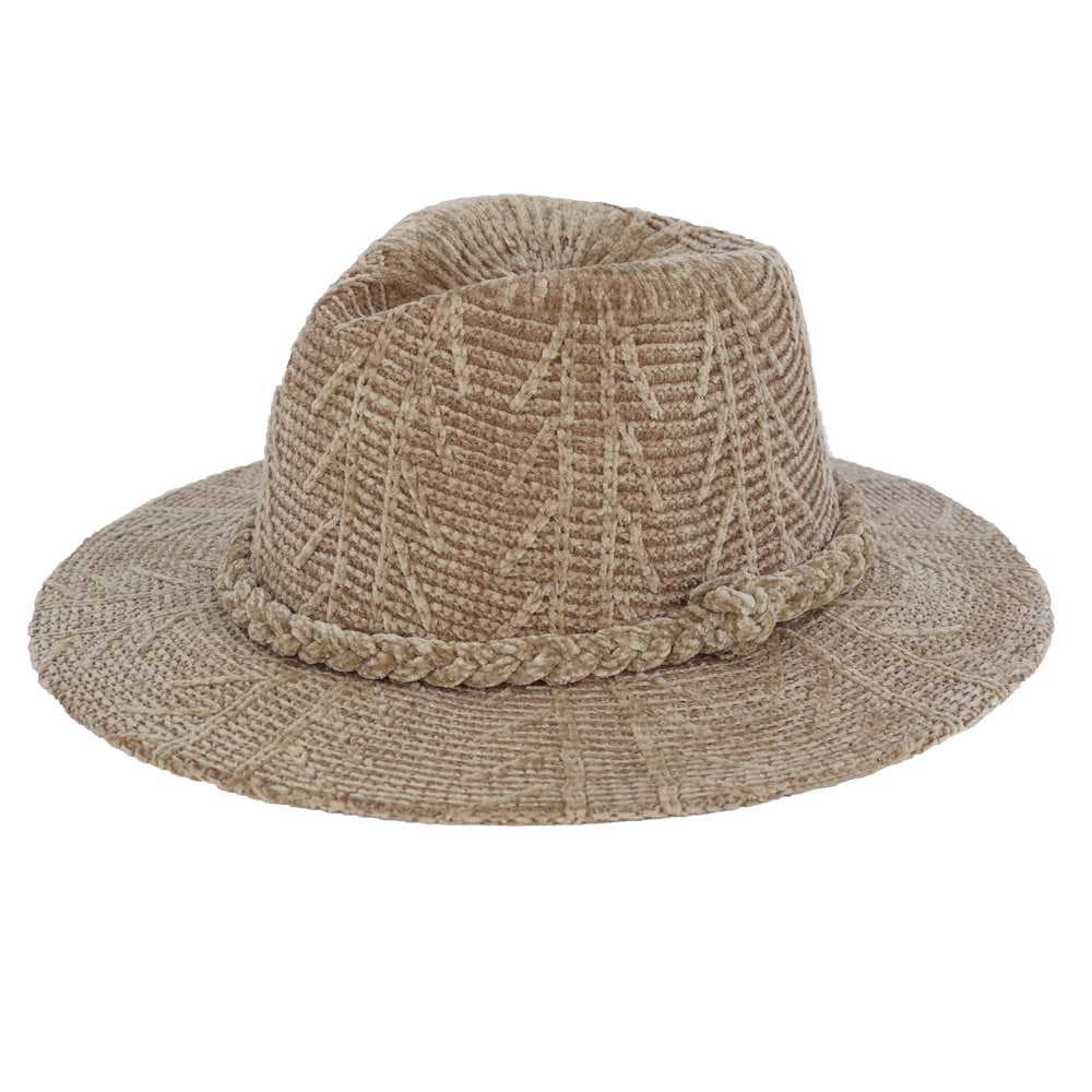 HATEGORY Chenille Pattern Fedora Hat with Braided Band