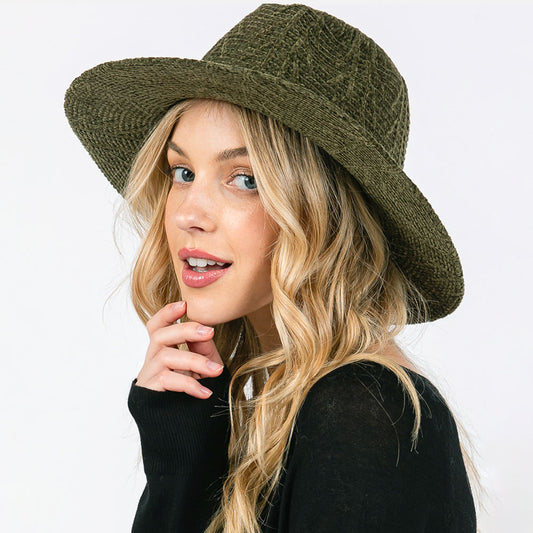 HATEGORY Chenille Pattern Fedora Hat with Braided Band