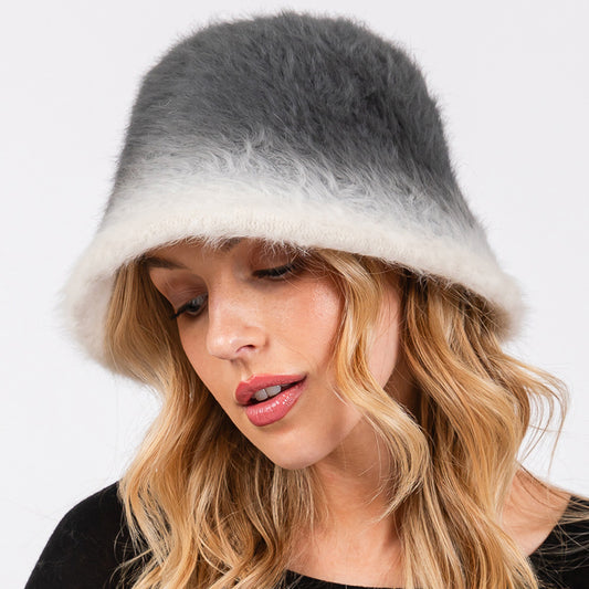 HATEGORY Gradient Color Fuzzy Bucket Hat