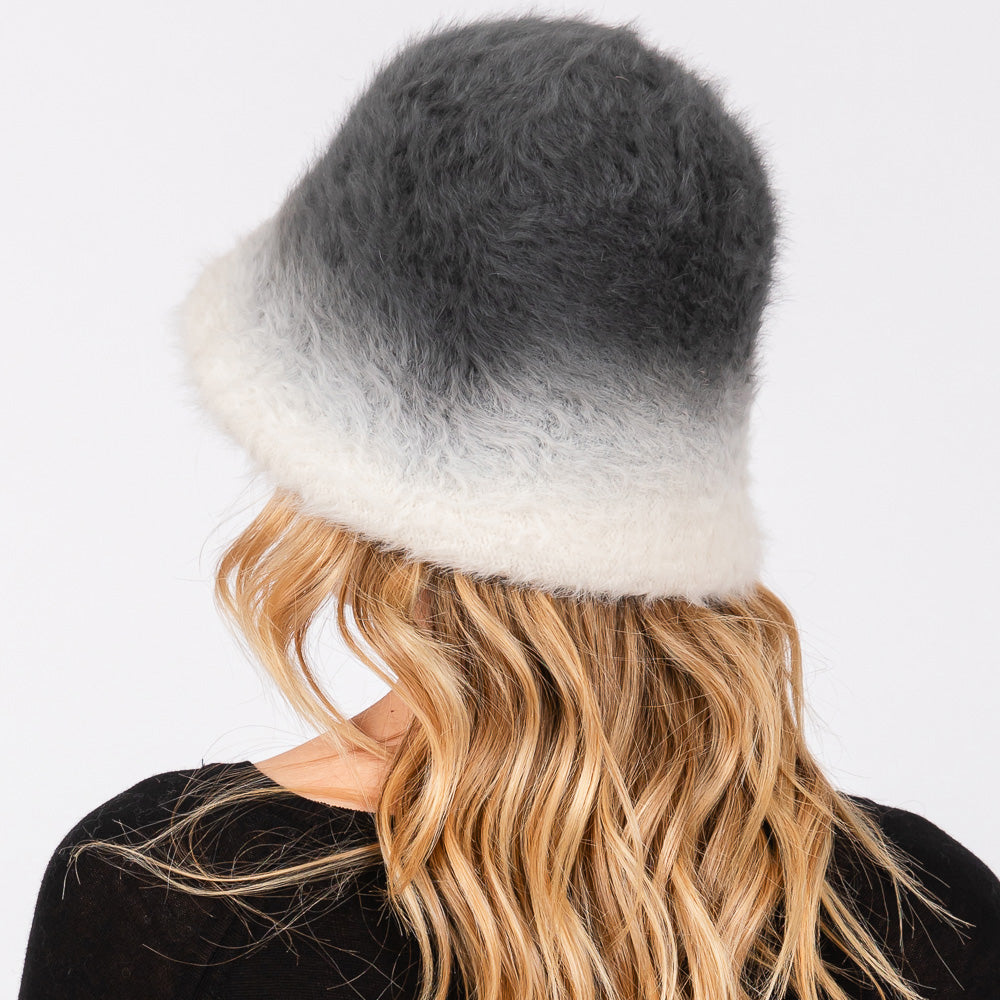HATEGORY Gradient Color Fuzzy Bucket Hat