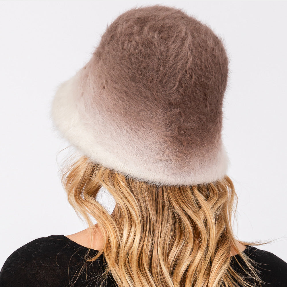 HATEGORY Gradient Color Fuzzy Bucket Hat