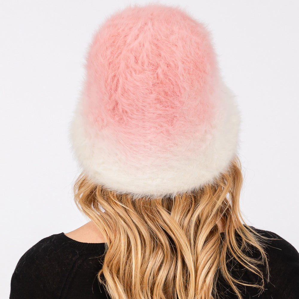 HATEGORY Gradient Color Fuzzy Bucket Hat
