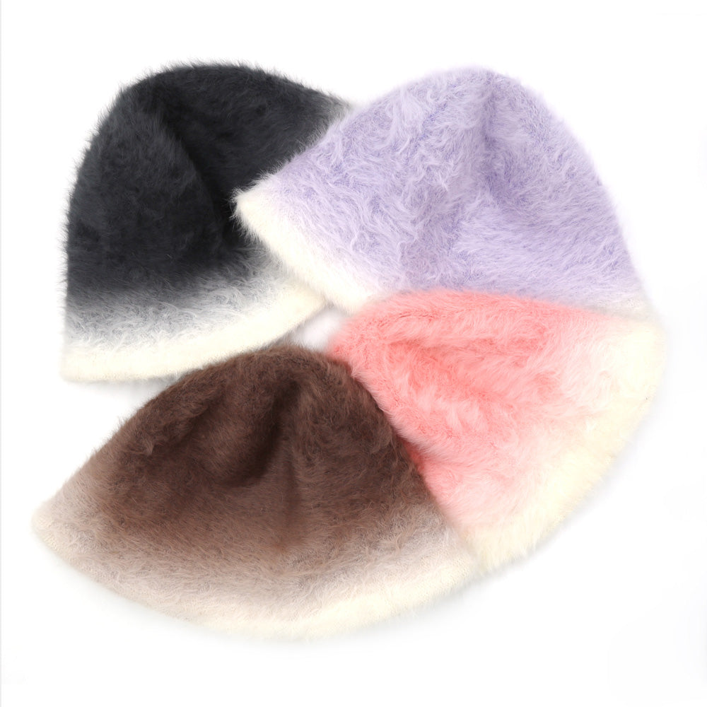 HATEGORY Gradient Color Fuzzy Bucket Hat