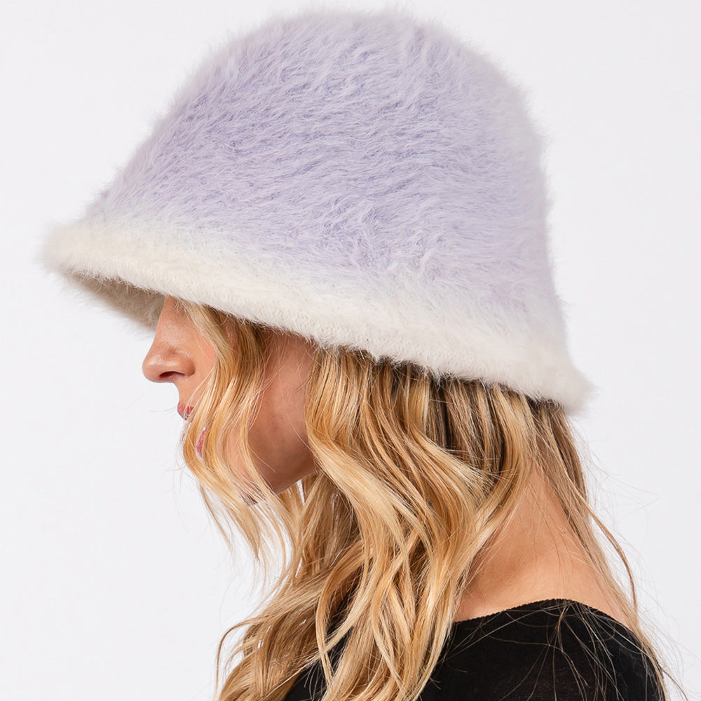 HATEGORY Gradient Color Fuzzy Bucket Hat