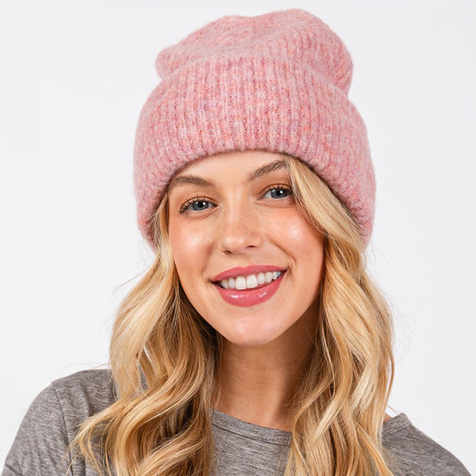 HATEGORY Wool Blended Solid Fuzzy Beanie Hat