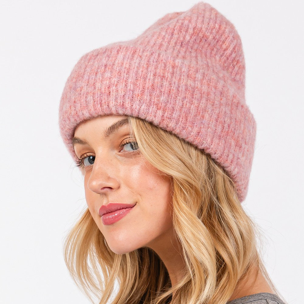 HATEGORY Wool Blended Solid Fuzzy Beanie Hat