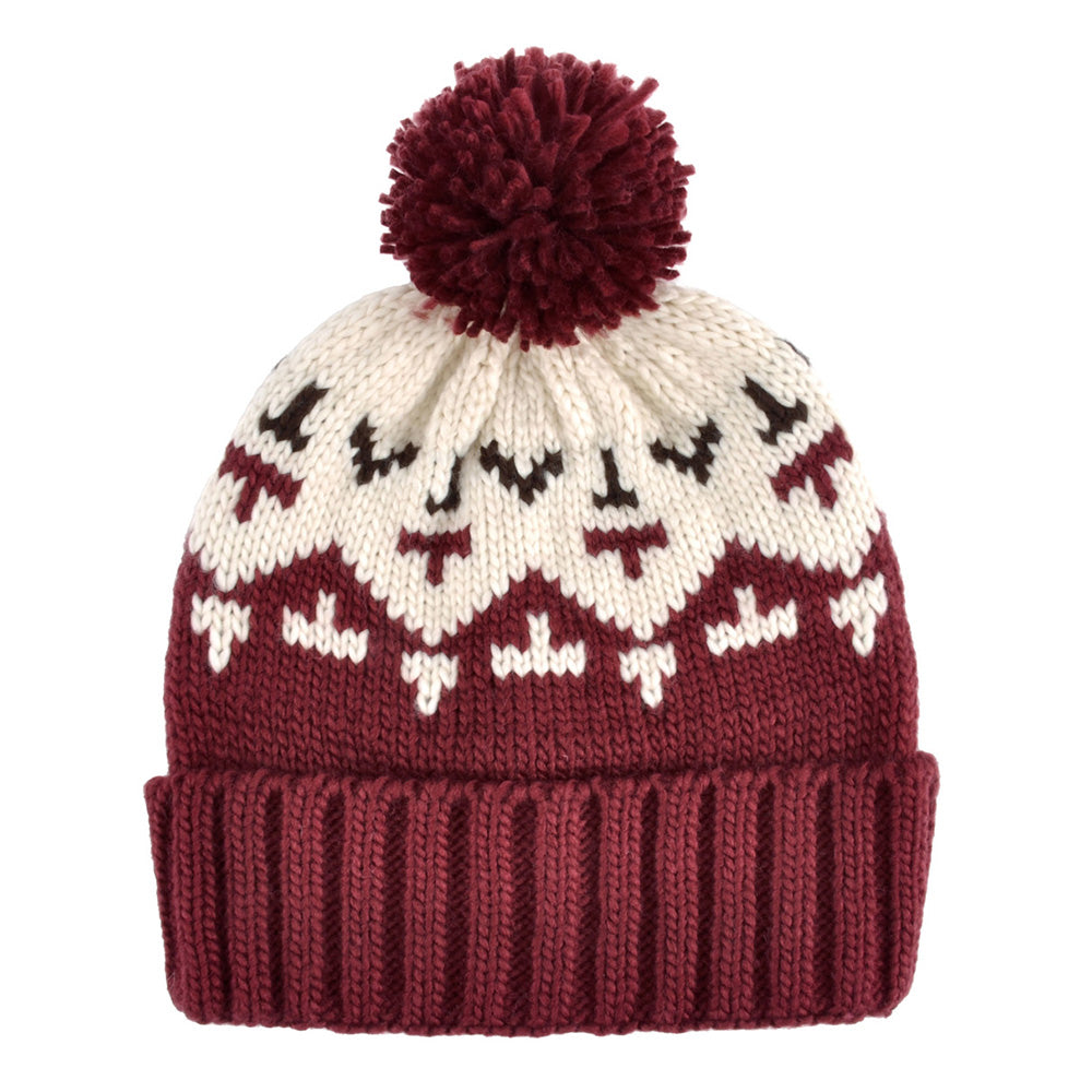 HATEGORY Aztec Pattern Pom Pom Beanie Hat