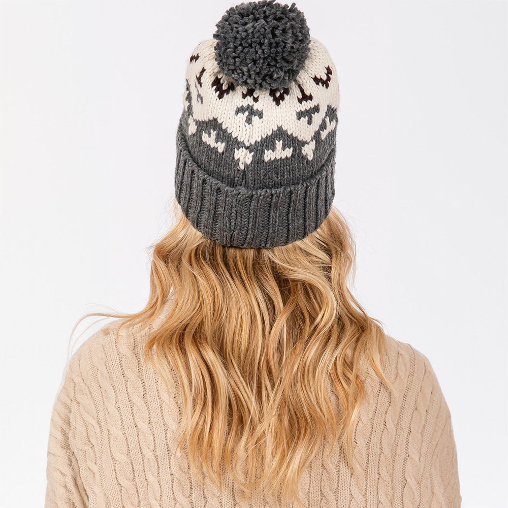 HATEGORY Aztec Pattern Pom Pom Beanie Hat